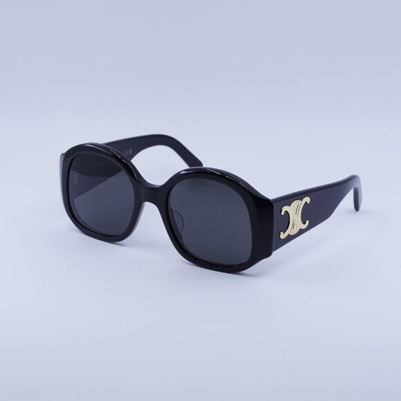 Celine CL40305U 01A Sunglasses Shiny Black Round Frame, Grey Lenses - Picture 4 of 8